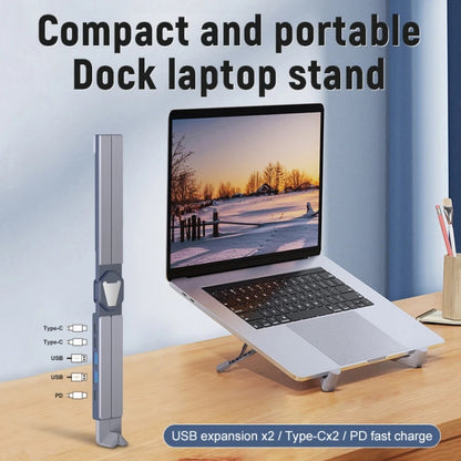 XY-1 5-In-1 Laptop Docking Station Stand Increased Folding Heat Dissipation HUB Bracket(Gray) - Laptop Stand by PMC Jewellery | Online Shopping South Africa | PMC Jewellery | Buy Now Pay Later Mobicred