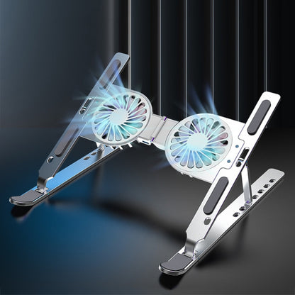 C9 Pro RGB Ambient Light Foldable Fan Cooling Laptop Aluminum Alloy Heightening Stand, Color: Silver - Laptop Stand by PMC Jewellery | Online Shopping South Africa | PMC Jewellery | Buy Now Pay Later Mobicred