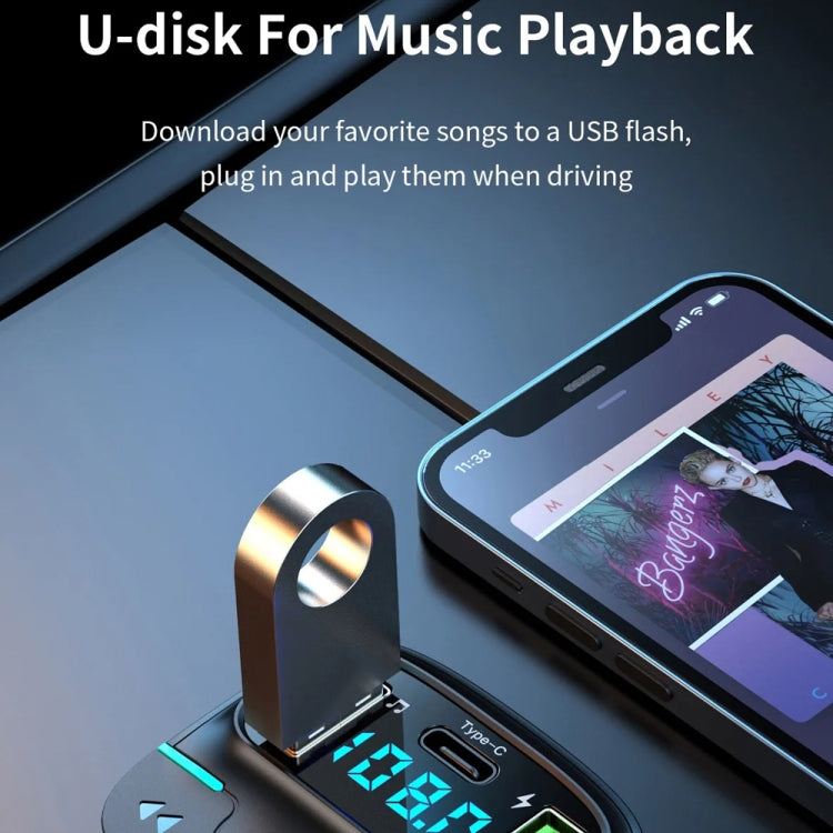 Car Bluetooth MP3 Player Ambient Light Charger(Black) - Bluetooth Car Kits by PMC TechLife | Online Shopping South Africa | PMC TechLife | Buy Now Pay Later Mobicred