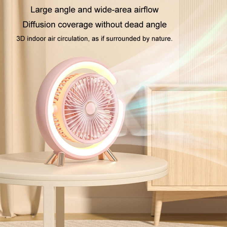 USB Charging Desktop Fan With Light Student Dormitory Light Sound Office Aroma Desktop Fan(Pink) - Electric Fans by PMC Jewellery | Online Shopping South Africa | PMC Jewellery | Buy Now Pay Later Mobicred