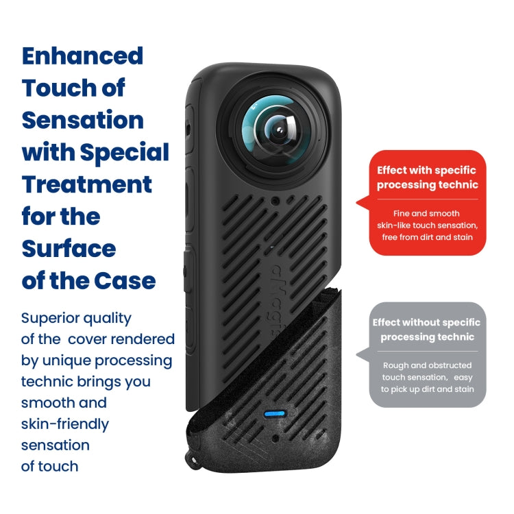 For Insta360 X4 AMagisn Silicone Protective Cover Body Case + Lens Cover Black - Case & Bags by aMagisn | Online Shopping South Africa | PMC Jewellery