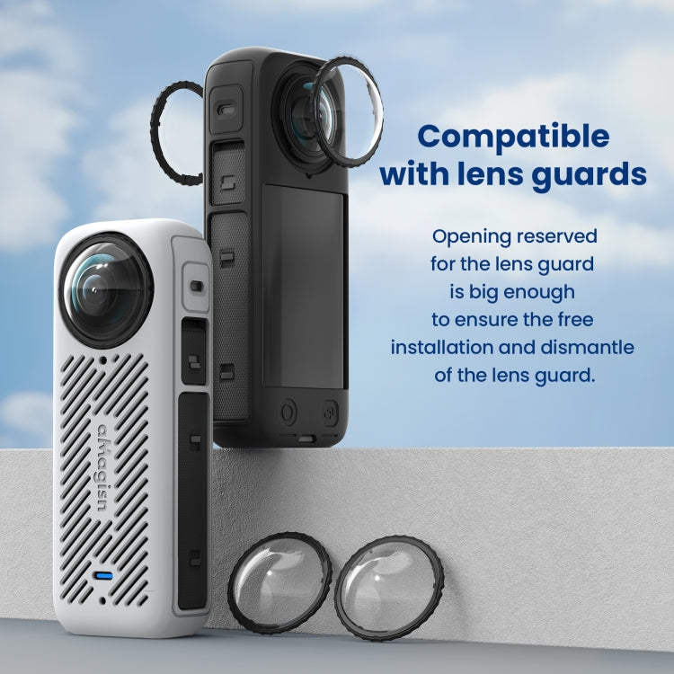 For Insta360 X4 AMagisn Silicone Protective Cover Lens Cover Gray - free shipping - PMC TechLife - Order now!