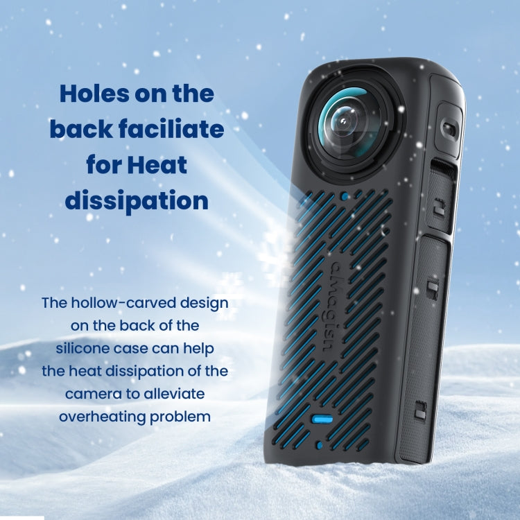 For Insta360 X4 AMagisn Silicone Protective Cover Body Case Black - free shipping - PMC TechLife - Order now!