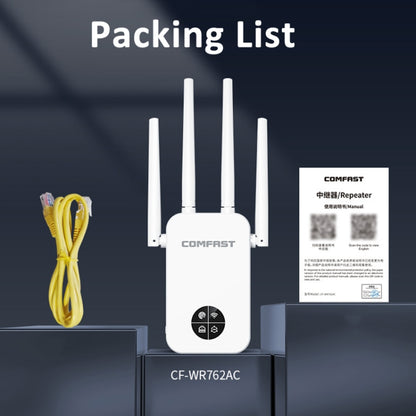 COMFAST 762AC 1200Mbps WiFi Signal Booster Dual Band WiFi Repeater with OLED Display Screen - Broadband Amplifiers by COMFAST | Online Shopping South Africa | PMC Jewellery | Buy Now Pay Later Mobicred