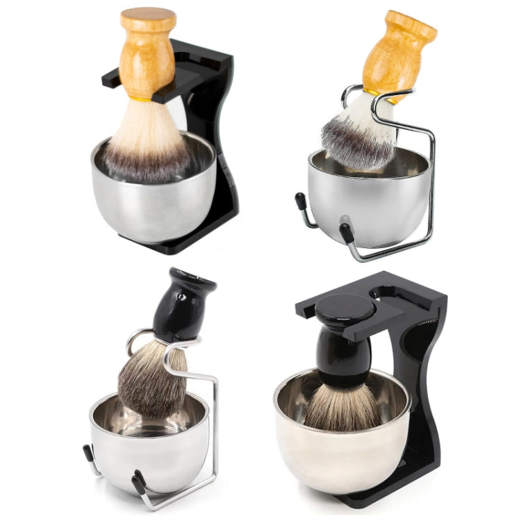 3pcs /Set Men Foam Manual Wooden Handle Beard Brush Set, Color: Nylon Wool Black - Manual Razor by PMC TechLife | Online Shopping South Africa | PMC TechLife | Buy Now Pay Later Mobicred