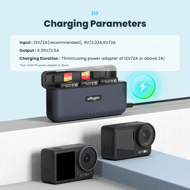 For DJI Action 4 / 3 aMagisn Fast Charge Charging Box Charger Sports Camera Accessories -  by aMagisn | Online Shopping South Africa | PMC Jewellery