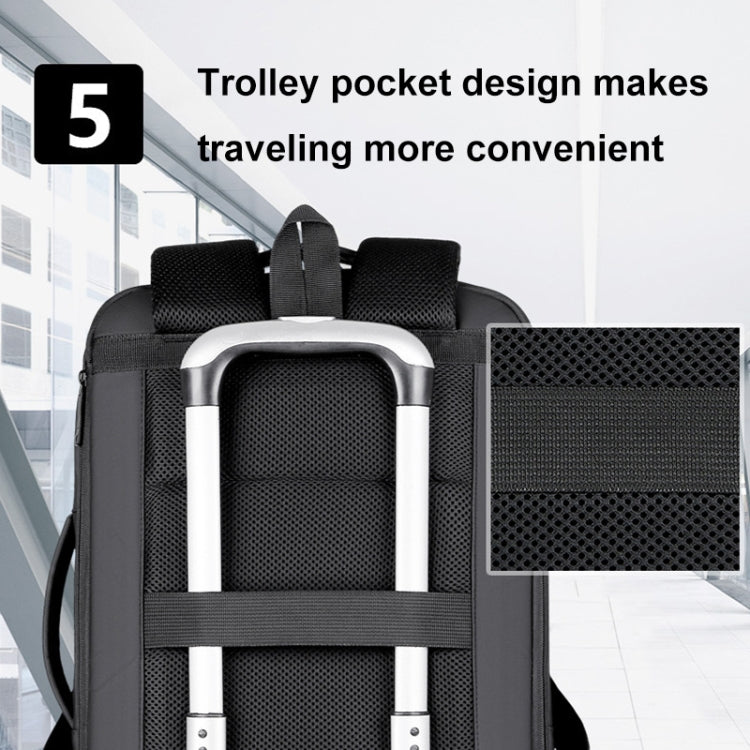 Expandable Business Waterproof Laptop Backpack With USB Port(Black) - Backpack by PMC Jewellery | Online Shopping South Africa | PMC Jewellery | Buy Now Pay Later Mobicred
