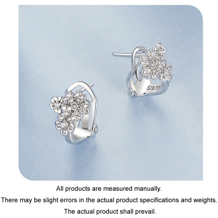 S925 Sterling Silver Platinum Plated Zircon Flower Earrings(BSE975) - Stud Earrings & Earrings by PMC Jewellery | Online Shopping South Africa | PMC Jewellery | Buy Now Pay Later Mobicred