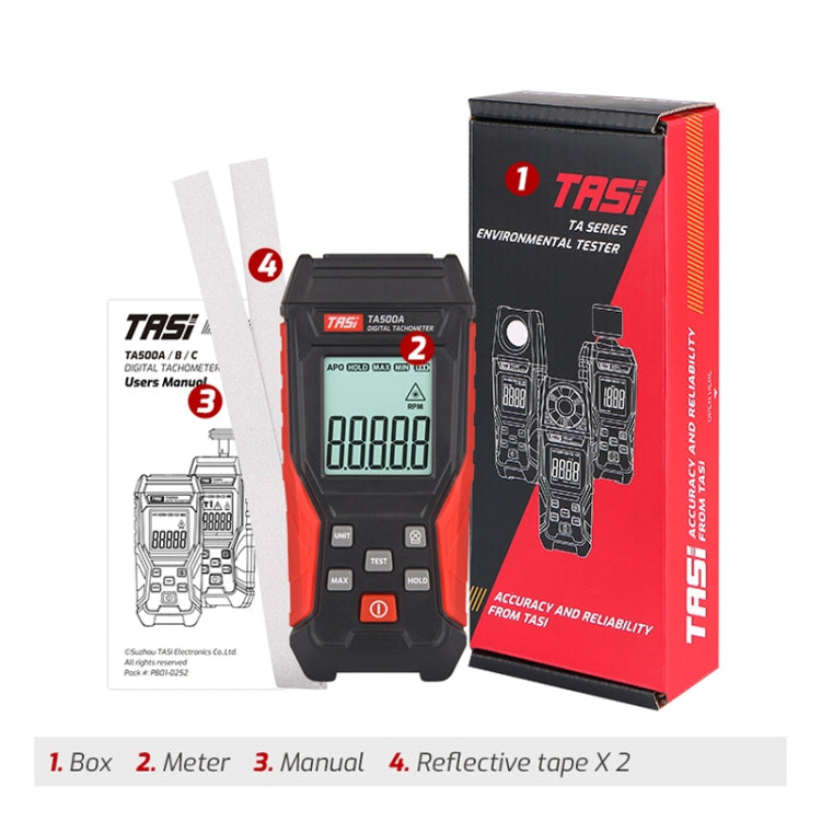 TASI TA500A Optical Measurement Laser Tachometer Digital Display Measuring Speed Meter - Tachometers & Anemometer by TASI | Online Shopping South Africa | PMC TechLife | Buy Now Pay Later Mobicred