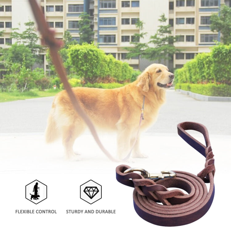 1.2 x 150cm Pet Outing Cowhide Towing Leash Dog Training Harness(Bronze Hook) - Leashes & Chest Strap by PMC TechLife | Online Shopping South Africa | PMC TechLife | Buy Now Pay Later Mobicred