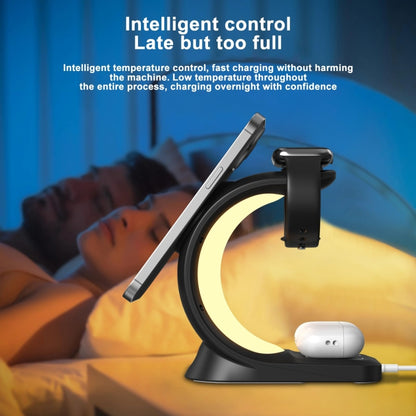 T17 3-in-1 RGB Atmosphere Light MagSafe Phone Watch Earphone Wireless Charger, Color: Black with  UK Plug - Wireless Charger by PMC Jewellery | Online Shopping South Africa | PMC Jewellery | Buy Now Pay Later Mobicred