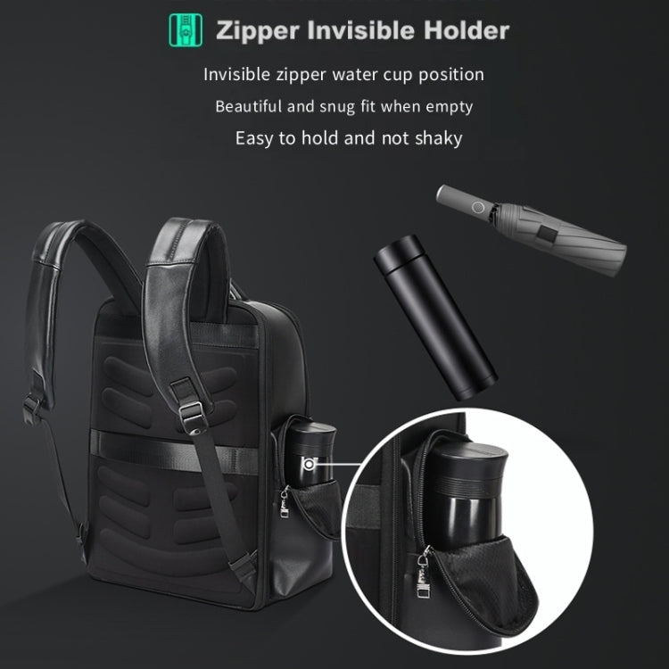 Bopai 61-98611 Large-capacity Waterproof First-layer Cowhide Laptop Backpack With USB+Type-C Port(Black) - free shipping - PMC TechLife - Order now!