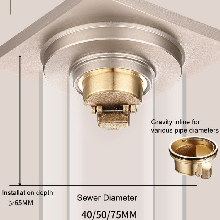 All Copper Brushed Anti-Odor Floor Drain Gravity Copper Core Bathroom Floor Drain, Specification: Round Invisible - Drain Strainers by PMc TechLife | Online Shopping South Africa | PMc TechLife | Buy Now Pay Later Mobicred