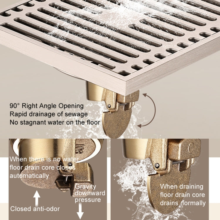 All Copper Brushed Anti-Odor Floor Drain Gravity Copper Core Bathroom Floor Drain, Specification: Round Invisible - Drain Strainers by PMc TechLife | Online Shopping South Africa | PMc TechLife | Buy Now Pay Later Mobicred
