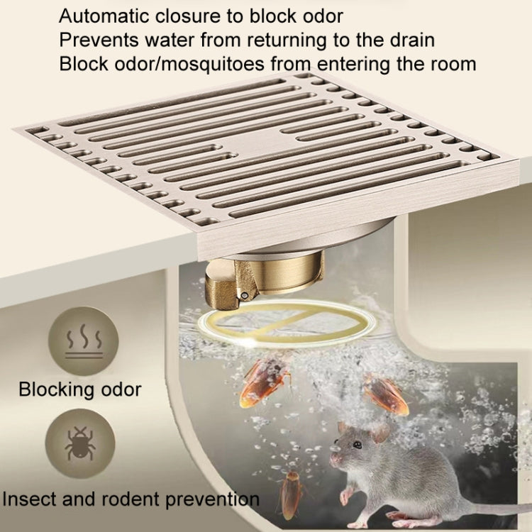 All Copper Brushed Anti-Odor Floor Drain Gravity Copper Core Bathroom Floor Drain, Specification: Round Invisible - Drain Strainers by PMc TechLife | Online Shopping South Africa | PMc TechLife | Buy Now Pay Later Mobicred