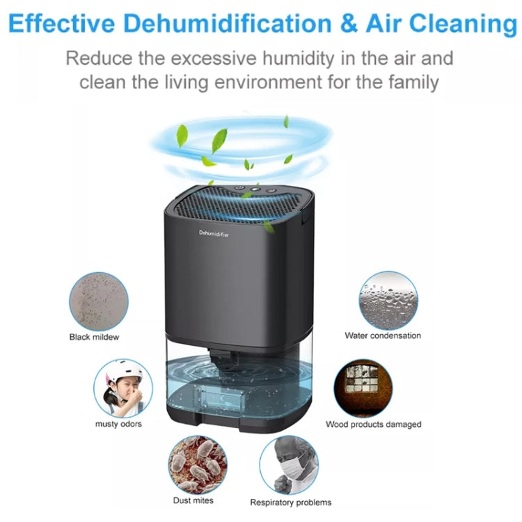 1L 36W Air Dehumidifier for Home Damp Drying Clothes with 7 colors Light UK Plug(Black) - free shipping - PMC TechLife - Order now!