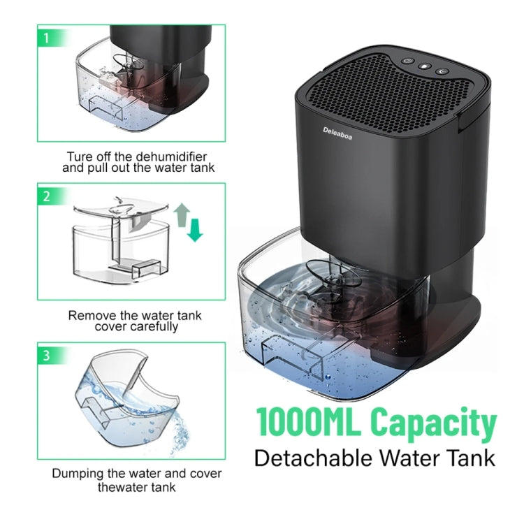 1L 36W Air Dehumidifier for Home Damp Drying Clothes with 7 colors Light EU Plug(Black) - free shipping - PMC TechLife - Order now!