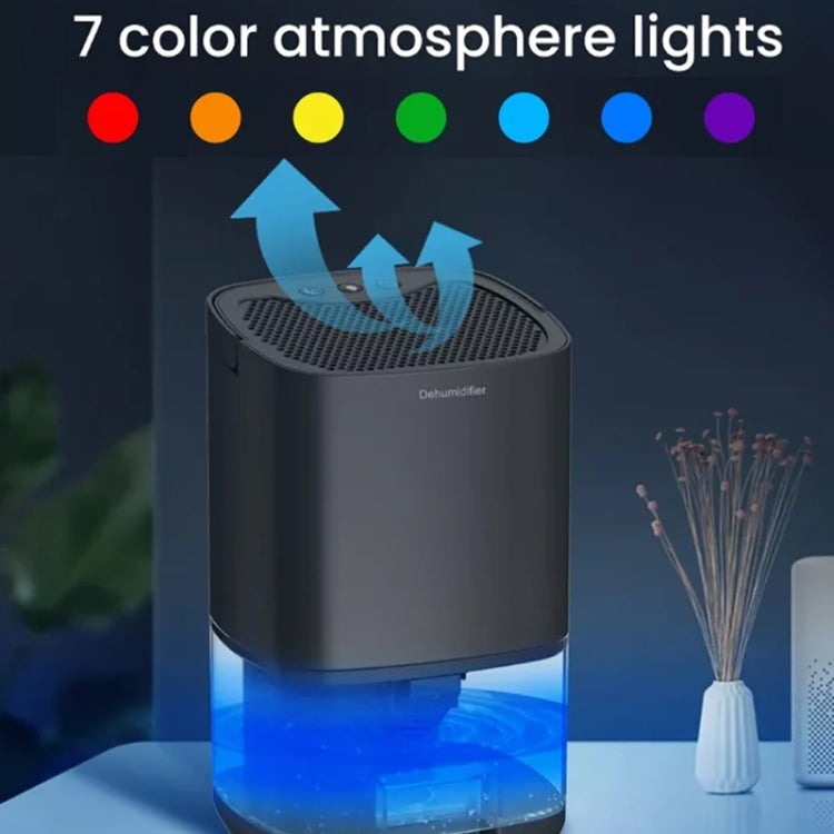 1L 36W Air Dehumidifier for Home Damp Drying Clothes with 7 colors Light UK Plug(Black) - free shipping - PMC TechLife - Order now!