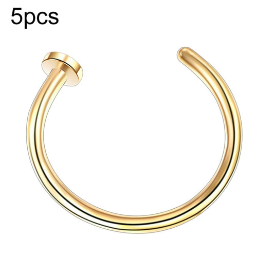 5pcs Stainless Steel Nose Ring Without Hole C-Shape Nose Staple Lip Band Earrings, Size: 1.0 x 8+2(Gold) - Stud Earrings & Earrings by PMC Jewellery | Online Shopping South Africa | PMC Jewellery | Buy Now Pay Later Mobicred