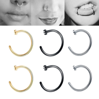 5pcs Stainless Steel Nose Ring Without Hole C-Shape Nose Staple Lip Band Earrings, Size: 0.8 x 8+2(Steel Color) - Stud Earrings & Earrings by PMC Jewellery | Online Shopping South Africa | PMC Jewellery | Buy Now Pay Later Mobicred