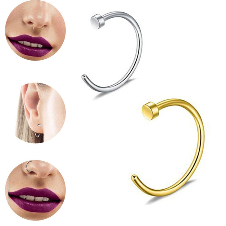 5pcs Stainless Steel Nose Ring Without Hole C-Shape Nose Staple Lip Band Earrings, Size: 0.8 x 8+2(Black) - Stud Earrings & Earrings by PMC Jewellery | Online Shopping South Africa | PMC Jewellery | Buy Now Pay Later Mobicred