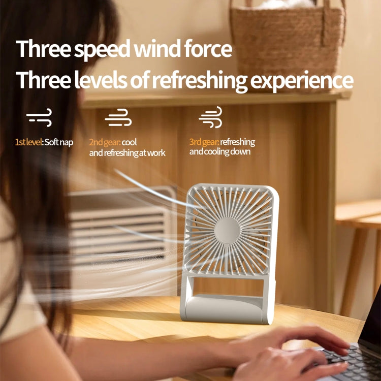 HX-123 USB Charging Wall-mounted Desktop Folding Thin and Light Small Fan(White) - Electric Fans by PMC TechLife | Online Shopping South Africa | PMC TechLife | Buy Now Pay Later Mobicred