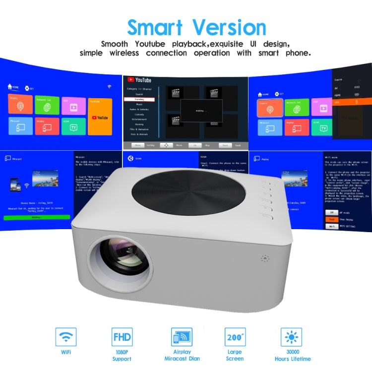 Y2S 1080P Mini LED WiFi Projector Support Wireless Wired Screen Mirroring Youtube Version(US Plug) - Mini Projector by PMC TechLife | Online Shopping South Africa | PMC TechLife | Buy Now Pay Later Mobicred