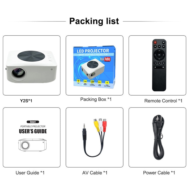 Y2S 1080P Mini LED WiFi Projector Support Wireless Wired Screen Mirroring Youtube Version(EU Plug) - Mini Projector by PMC TechLife | Online Shopping South Africa | PMC TechLife | Buy Now Pay Later Mobicred