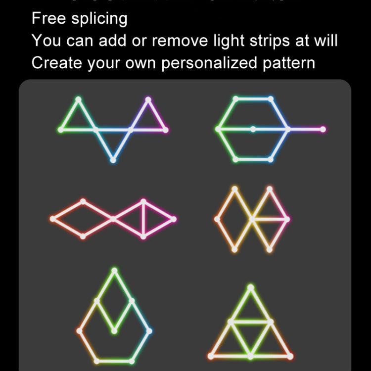 JSK-P22 5V Bluetooth RGB Stitching Light E-Sports Atmosphere Decorative Lamp, Style: 9 Sections+USB To DC Line+EU Plug(Black) - Novelty Lighting by PMC TechLife | Online Shopping South Africa | PMC TechLife | Buy Now Pay Later Mobicred