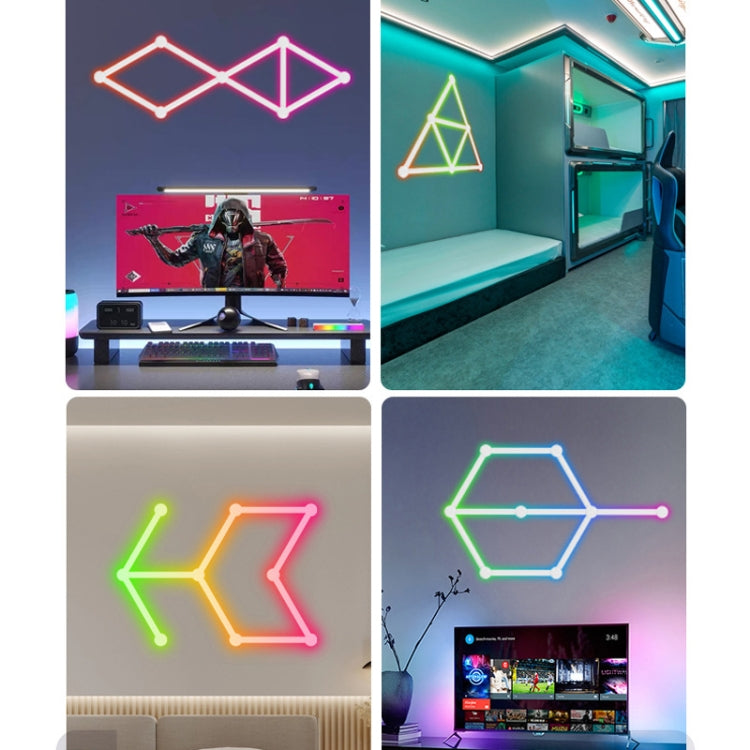 JSK-P22 5V Bluetooth RGB Stitching Light E-Sports Atmosphere Decorative Lamp, Style: 9 Sections+USB To DC Line+UK Plug(Black) - Novelty Lighting by PMC TechLife | Online Shopping South Africa | PMC TechLife | Buy Now Pay Later Mobicred