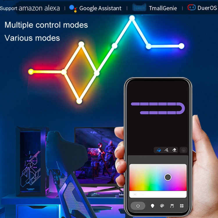 JSK-P26 Smart WiFi Bluetooth Version RGB Direct Illumination Phantom Splicing Light, Support Amazon Alexa / Google Assistant / DuerOS, Style: 9 Sections+AU Plug Adapter(White) - Novelty Lighting by PMC TechLife | Online Shopping South Africa | PMC TechLife | Buy Now Pay Later Mobicred
