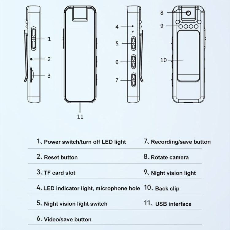 Mrobo D6 1080P Rotating Camera Night Vision Video Recorder With Back Clip, Size: 128GB(Black) - Recording Pen by Mrobo | Online Shopping South Africa | PMC TechLife | Buy Now Pay Later Mobicred