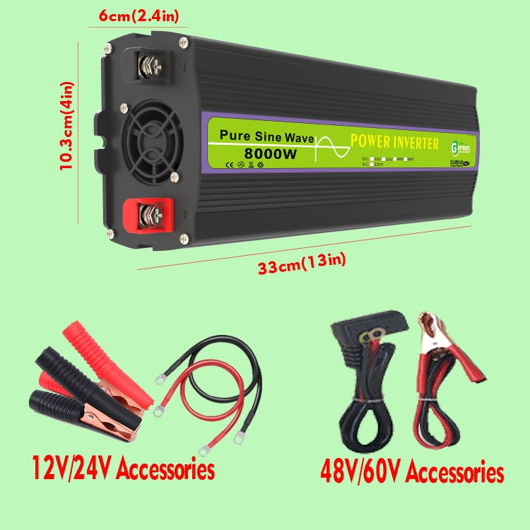 Gurxun 24V-220V 8000W Pure Sine Wave Inverter Car Single Digital Display Voltage Converter - free shipping - PMC TechLife - Order now!