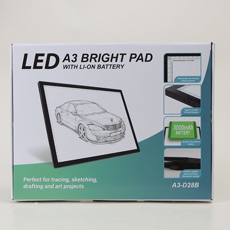 A3-D28B LED Smart Charging Copy Desk Line Drawing Hand Drawing Transparency Copy Platform With 1m Type-C Line+Removable Clip -  by PMC TechLife | Online Shopping South Africa | PMC TechLife | Buy Now Pay Later Mobicred
