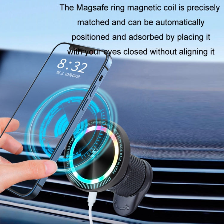 Magsafe 15W Magnetic Colorful Light Wireless Charging Mobile Phone Holder, Color: A9 Air Outlet Silver - Wireless Charger Holders by PMC Jewellery | Online Shopping South Africa | PMC Jewellery | Buy Now Pay Later Mobicred