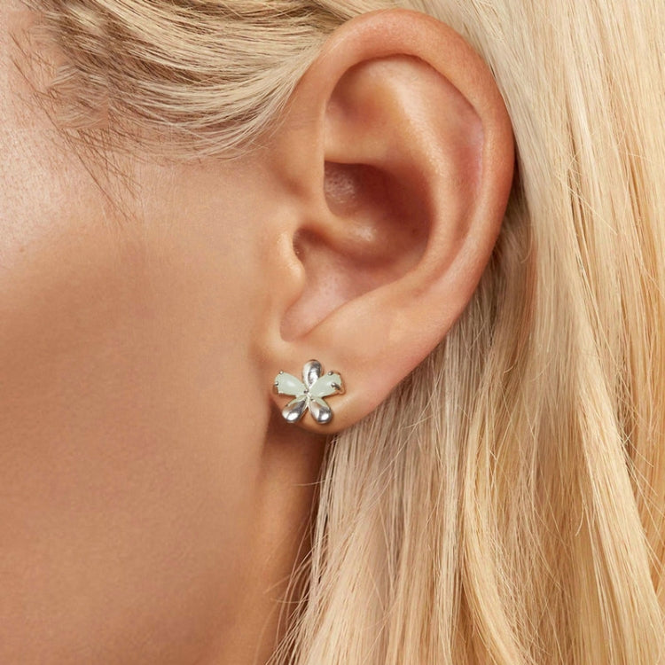 S925 Sterling Silver Platinum Plated Luminous Flower Stud Earrings(SCE1714) - Stud Earrings & Earrings by PMC Jewellery | Online Shopping South Africa | PMC Jewellery | Buy Now Pay Later Mobicred