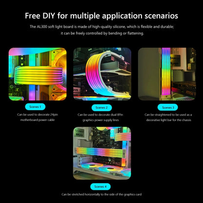 AOSOR AL300 Computer Glow Line ARGB Neon Cable Motherboard Chassis Light Strip Light Board Decoration(Black) - PCIE Cable by AOSOR | Online Shopping South Africa | PMC Jewellery | Buy Now Pay Later Mobicred