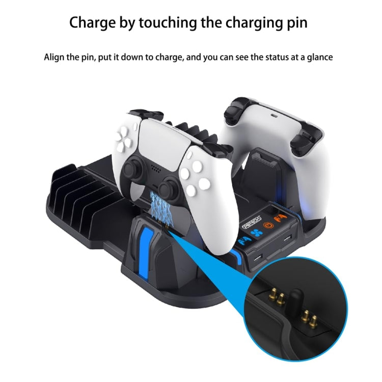 For Sony PS5 Slim PGTECH GP-521 Handle Charging Base Host Cooling Rack With Disc Rack(Black) - free shipping - PMC Jewellery - Order now!