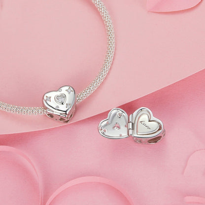 S925 Sterling Silver Platinum-plated Valentine Day Love Opening Closing DIY Beads(BSC973) - Jewelry Accessories by PMC Jewellery | Online Shopping South Africa | PMC Jewellery | Buy Now Pay Later Mobicred