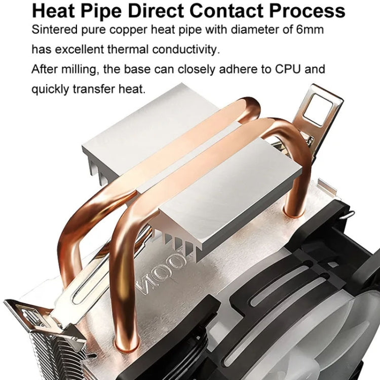 COOLMOON Frost Double Copper Tube CPU Fan Desktop PC Illuminated Silent AMD Air-Cooled Cooler, Style: P2 Streamline Edition Single Fan - Fan Cooling by COOLMOON | Online Shopping South Africa | PMC TechLife | Buy Now Pay Later Mobicred