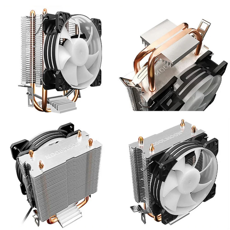 COOLMOON Frost Double Copper Tube CPU Fan Desktop PC Illuminated Silent AMD Air-Cooled Cooler, Style: P2 Streamline Edition Single Fan - Fan Cooling by COOLMOON | Online Shopping South Africa | PMC TechLife | Buy Now Pay Later Mobicred