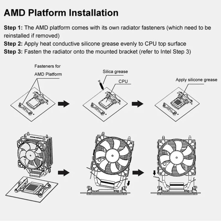 COOLMOON Frost Double Copper Tube CPU Fan Desktop PC Illuminated Silent AMD Air-Cooled Cooler, Style: P2 Magic Moon Edition Single Fan - free shipping - PMC Jewellery - Order now!