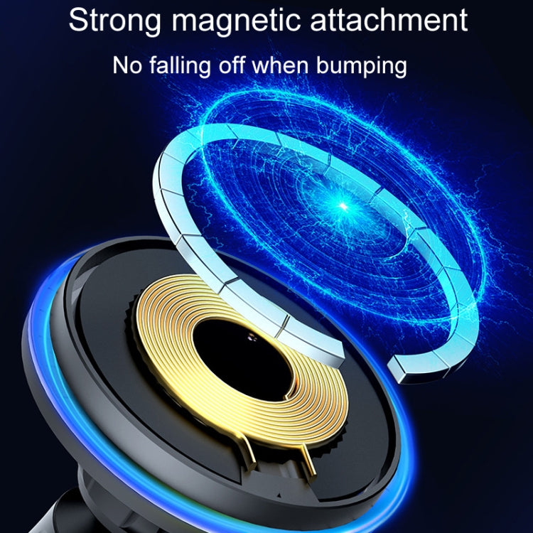 Car Magnetic Wireless Charging Cell Phone Holder With Ambient Light, Style: Blue Light - Wireless Charger Holders by PMC Jewellery | Online Shopping South Africa | PMC Jewellery | Buy Now Pay Later Mobicred