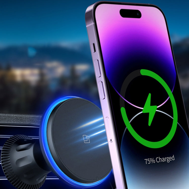Car Magnetic Wireless Charging Cell Phone Holder With Ambient Light, Style: Colorful Light - Wireless Charger Holders by PMC TechLife | Online Shopping South Africa | PMC TechLife | Buy Now Pay Later Mobicred