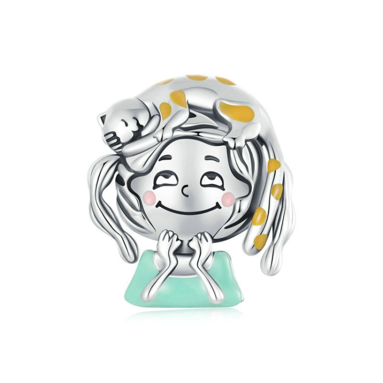 S925 Sterling Silver Cute Little Girl Cat DIY Beads(SCC2719) - Jewelry Accessories by PMC Jewellery | Online Shopping South Africa | PMC Jewellery | Buy Now Pay Later Mobicred