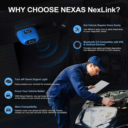 Nexas Bluetooth 5.0 OBD2 Diagnostic Scanner For IOS/Android - Code Readers & Scan Tools by NEXAS | Online Shopping South Africa | PMC Jewellery | Buy Now Pay Later Mobicred