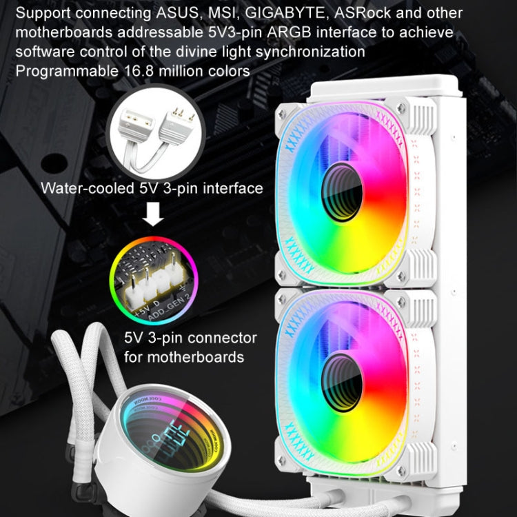 COOLMOON CM-YM-240T Digital ARGB Lens Edition Integrated Water Cooling CPU Cooler Temperature Display CPU Fan(Black) - free shipping - PMC Jewellery - Order now!