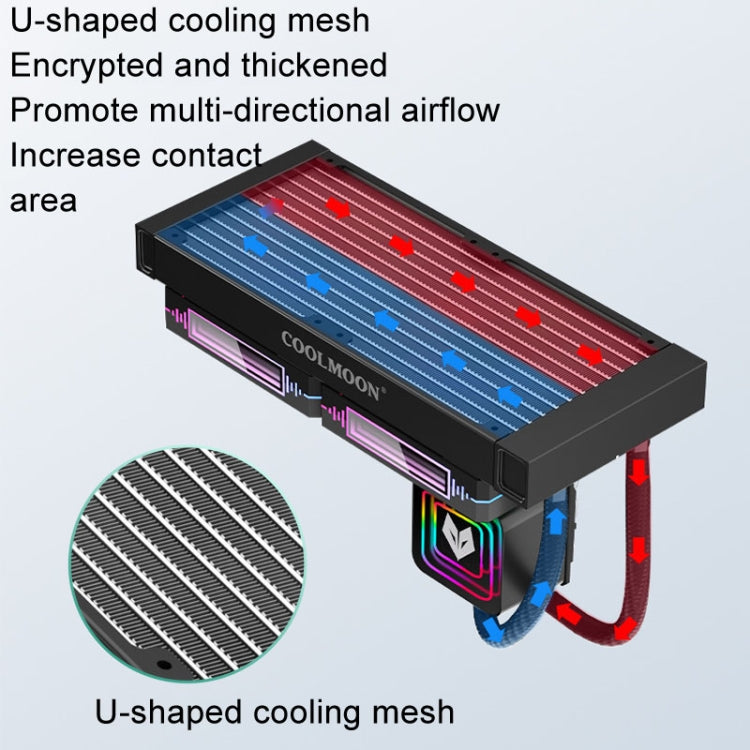 COOLMOON Glacier 240 Water Cooling Radiator Desktop ARGB Multi-Platform Integrated Lens CPU Water Cooling Fan, Color: White - Fan Cooling by COOLMOON | Online Shopping South Africa | PMC Jewellery | Buy Now Pay Later Mobicred