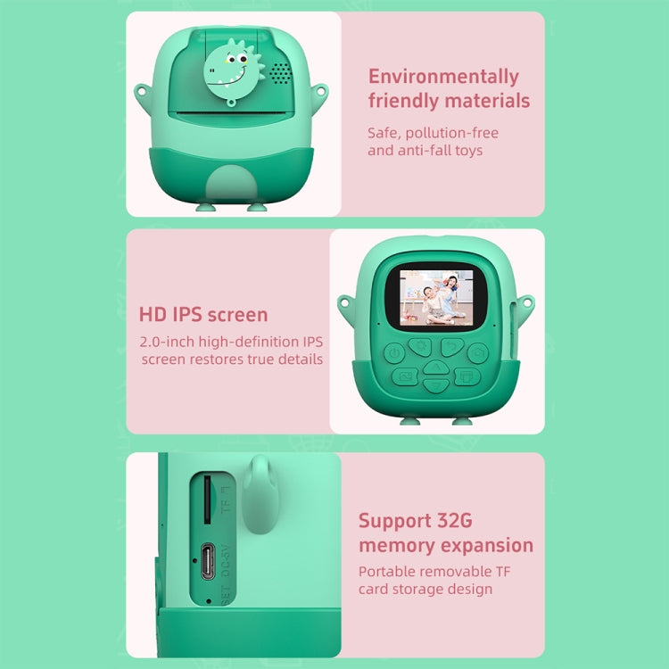 A19B 2.0-Inch 720P HD Reversible Camera Cartoon Children Mini Digital Printing Camera(Green) - Children Cameras by PMC Jewellery | Online Shopping South Africa | PMC Jewellery | Buy Now Pay Later Mobicred