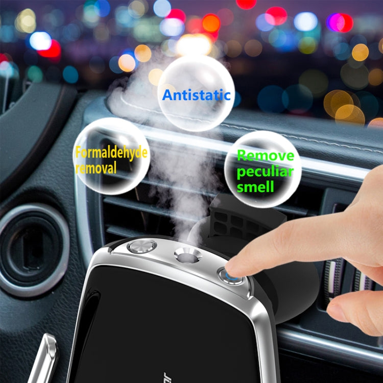 Car Cell Phone Holder Wireless Charger Aromatherapy Spray(Silver) - Wireless Charger Holders by PMC Jewellery | Online Shopping South Africa | PMC Jewellery | Buy Now Pay Later Mobicred